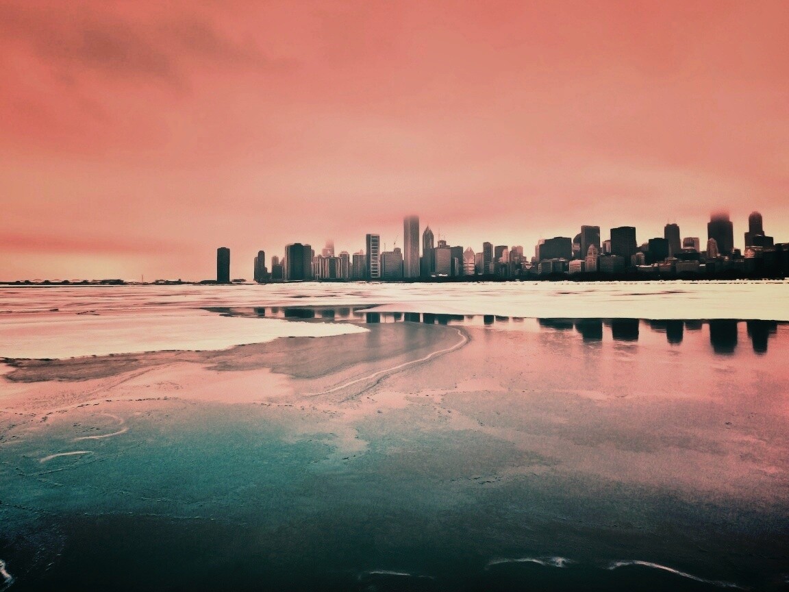 Зимний город обои