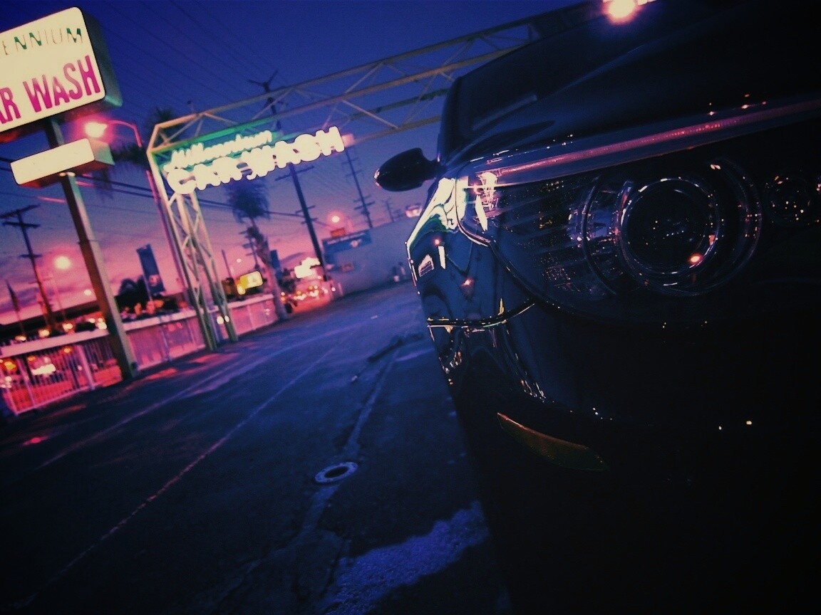 Ночная автомойка обои