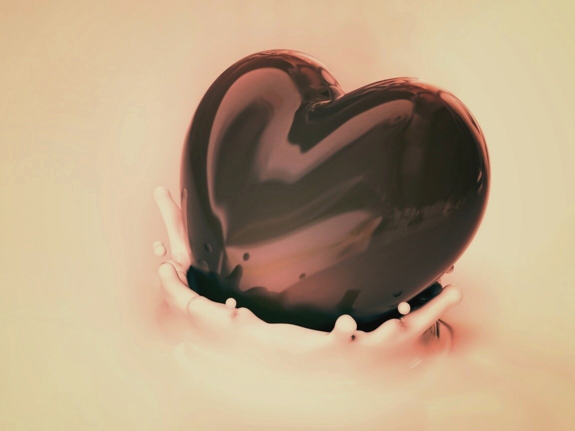 Шоколадное сердце в молоке обои