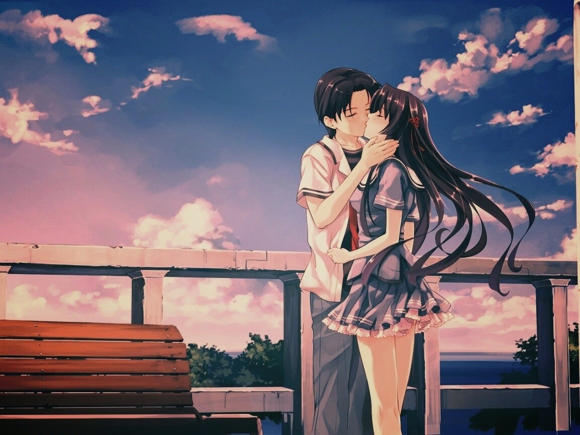 Поцелуй на набережной обои