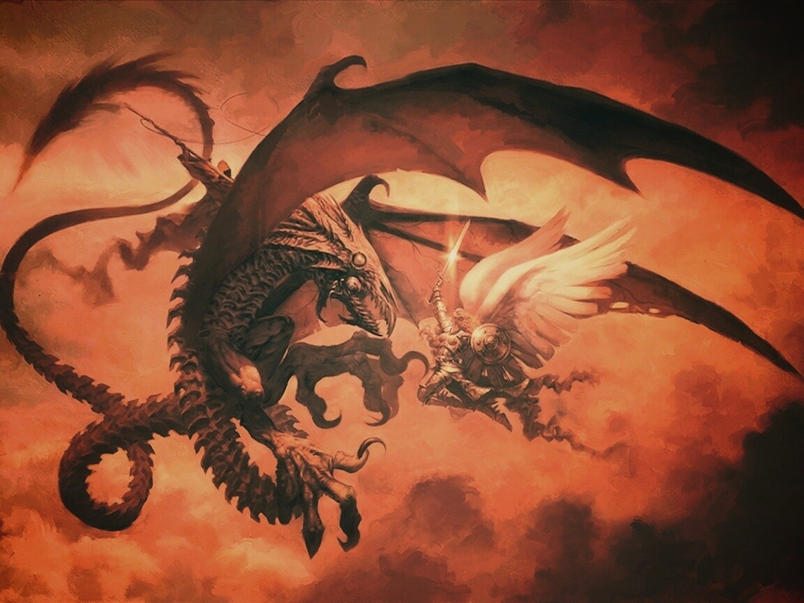 Ангел против дракона обои