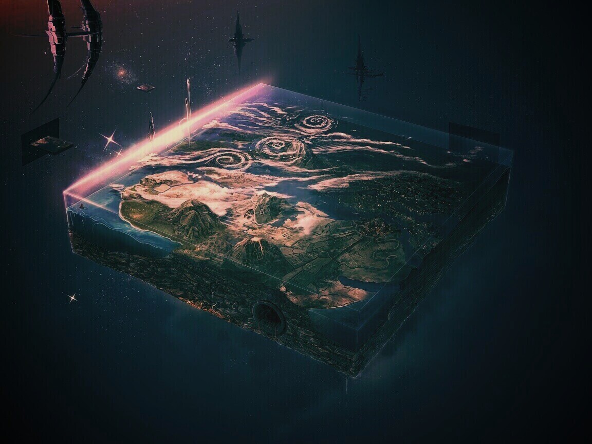 Кубическая земля в вакууме обои