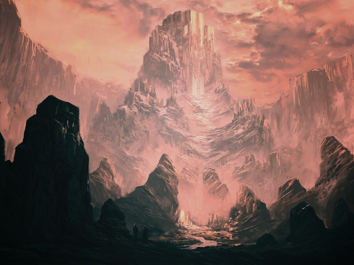 Город в горах обои