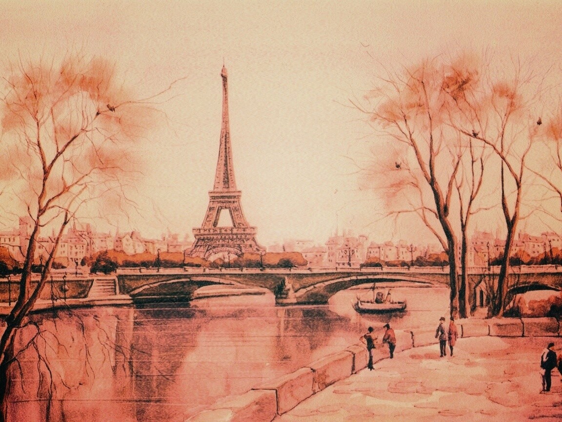 Рисунок Эйфелевой башни обои