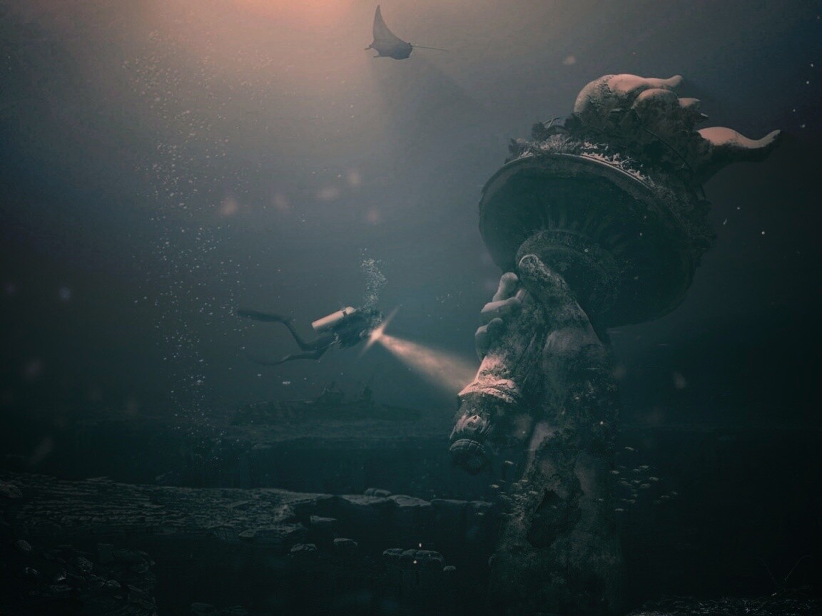 Затопленный Нью-Йорк обои