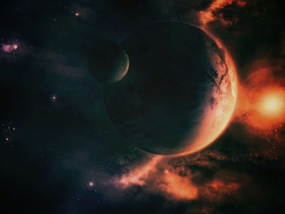 Планета с одним спутником обои