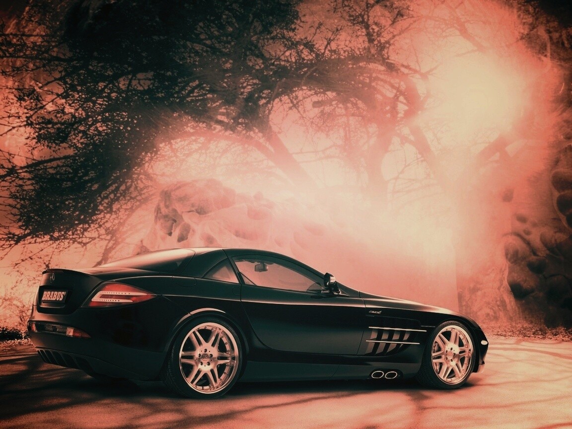 Черный спорткар Мерседес обои
