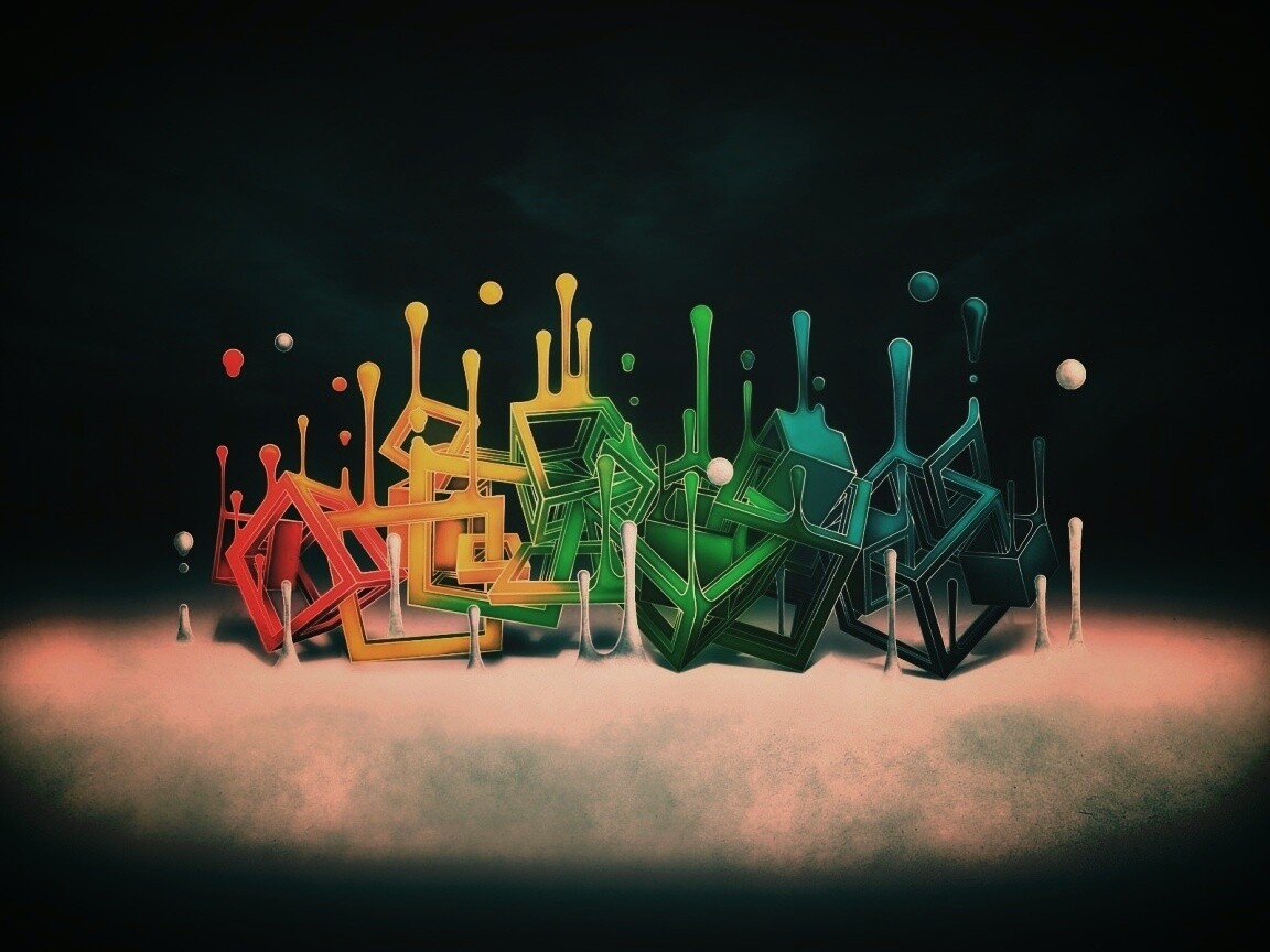 Цветные переплетающиеся кубы обои