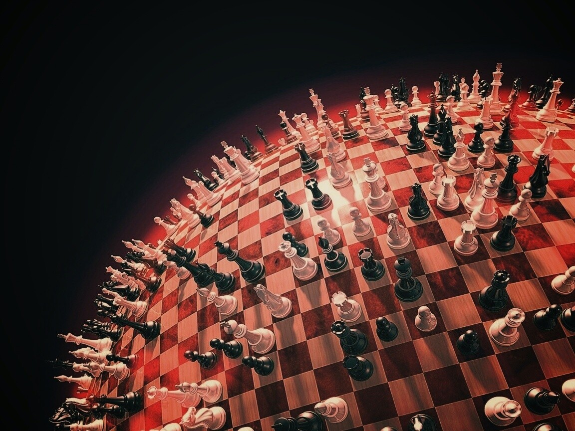 Сферическое шахматное поле обои