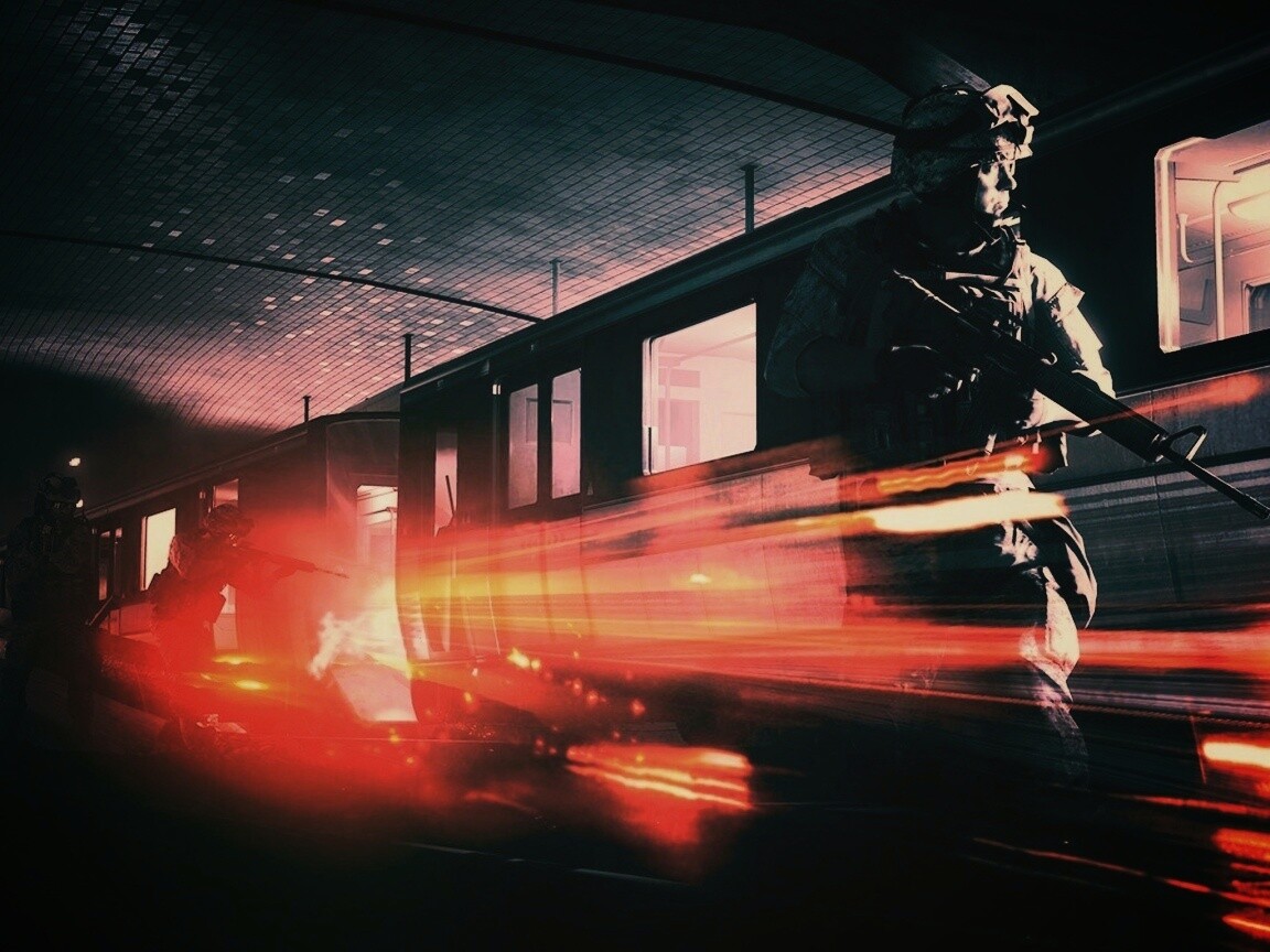 Солдаты на станции метро обои