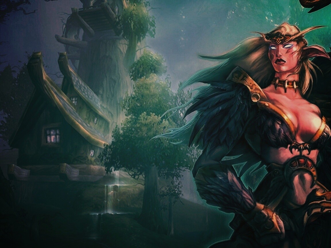 Тёмная эльфика в лесу обои