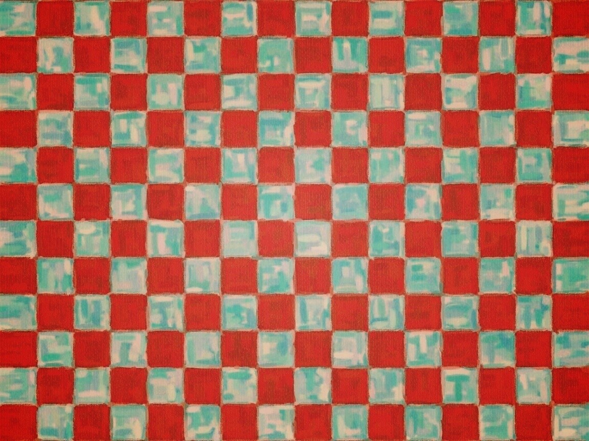 Рисованные красно-голубые клетки обои