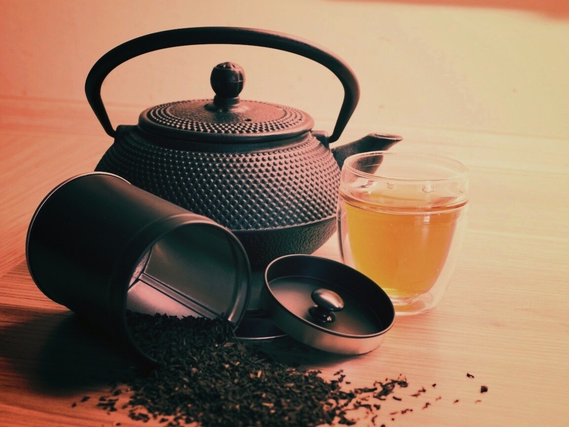Черный чайный набор обои