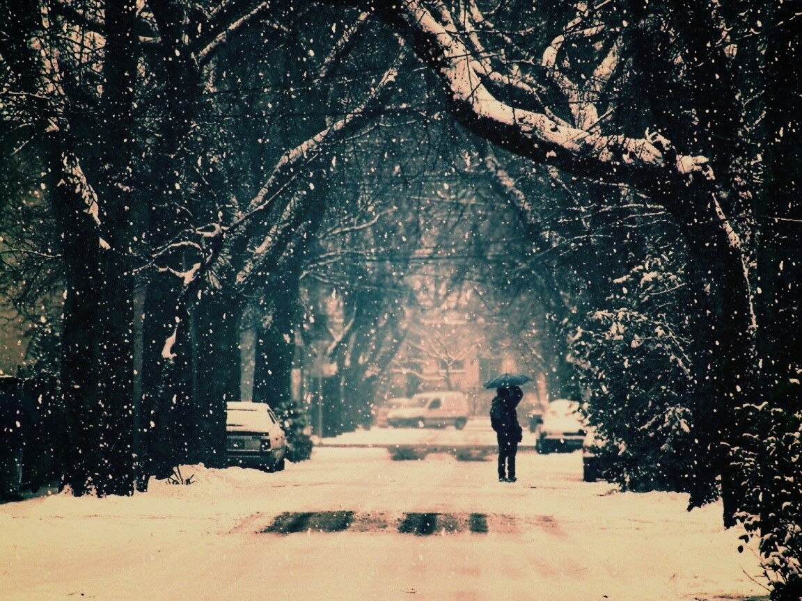 Зимняя улица обои