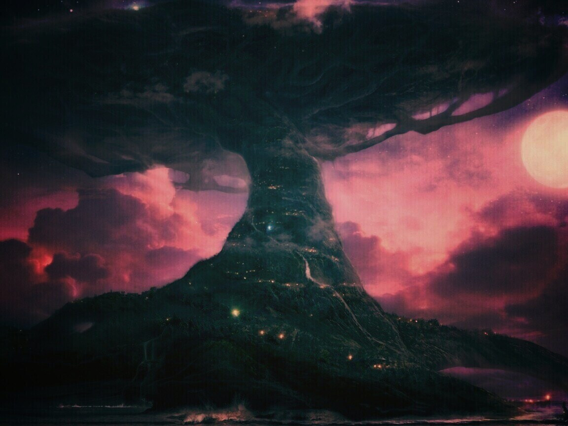 Дерево-город обои