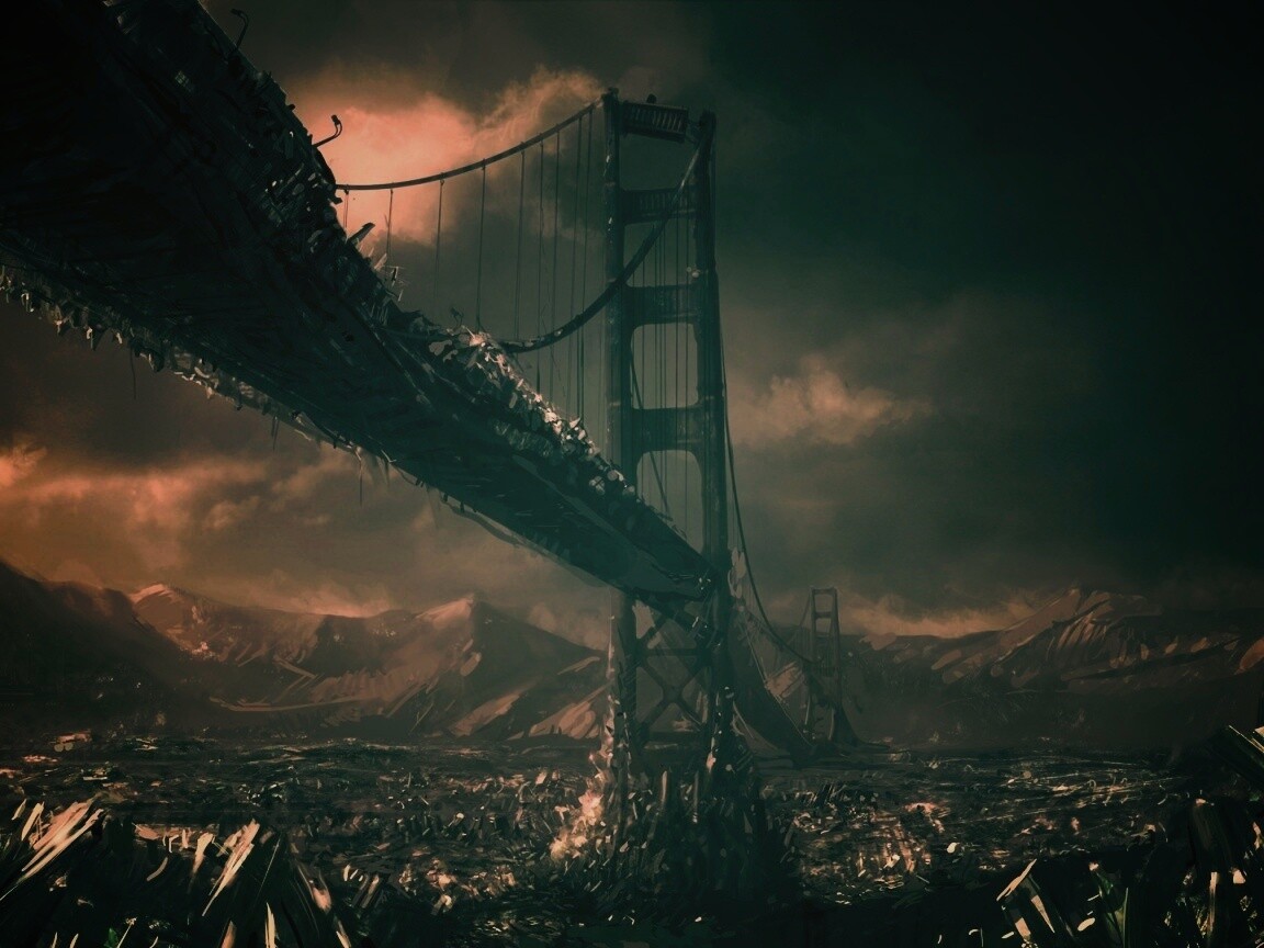 Постапокалиптические Золотые Ворота обои