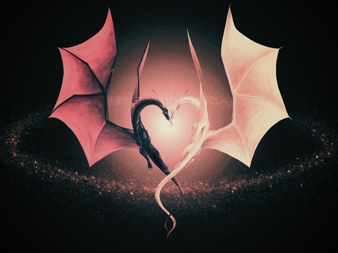Влюбленные драконы обои