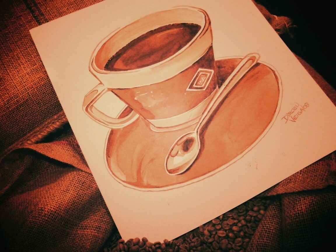 Нарисованная чашка кофе обои