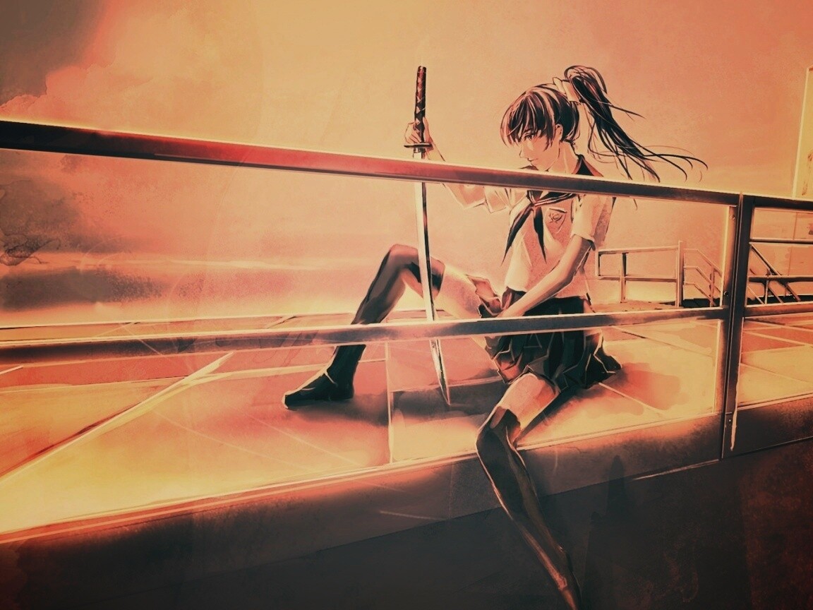 С катаной в руке обои