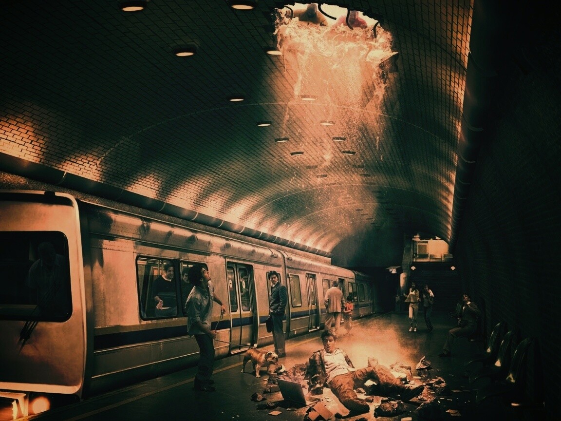 Провалившийся в метро обои