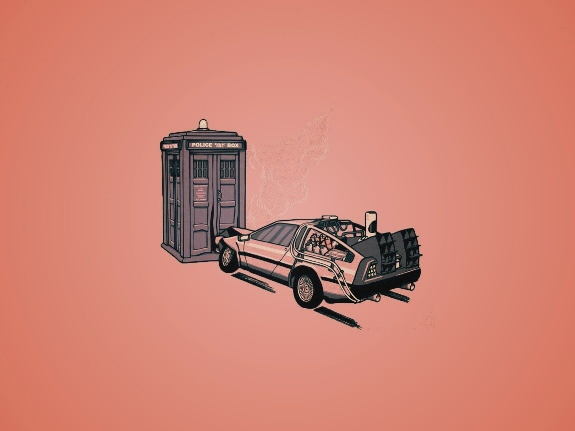 Что будет если ДеЛореан врежется в Тардис? обои