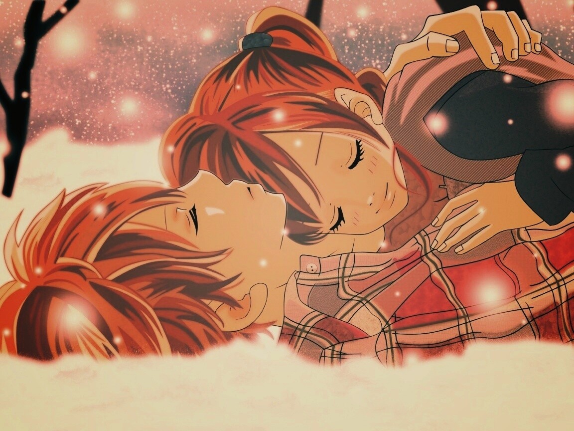 Двое на снегу из Bokura Ga Ita обои