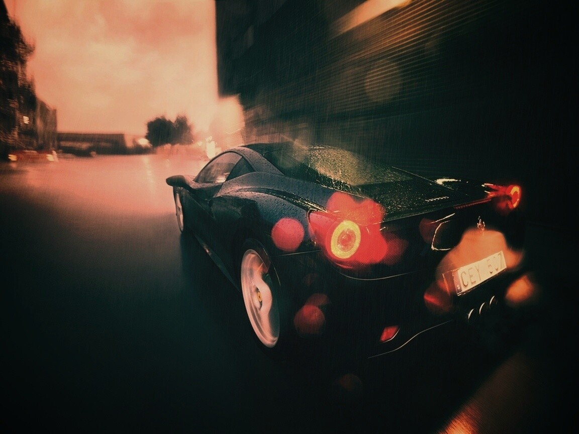 Ferrari под дождем обои