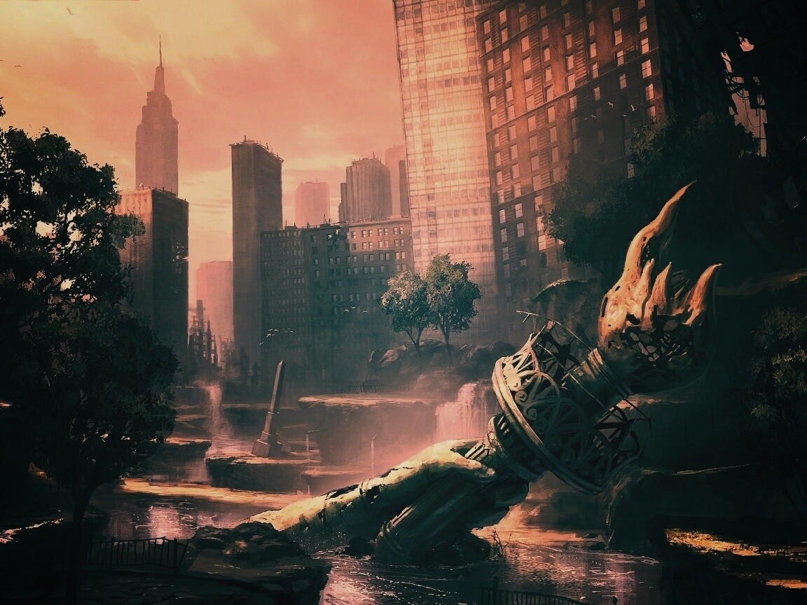 Руины статуи свободы обои