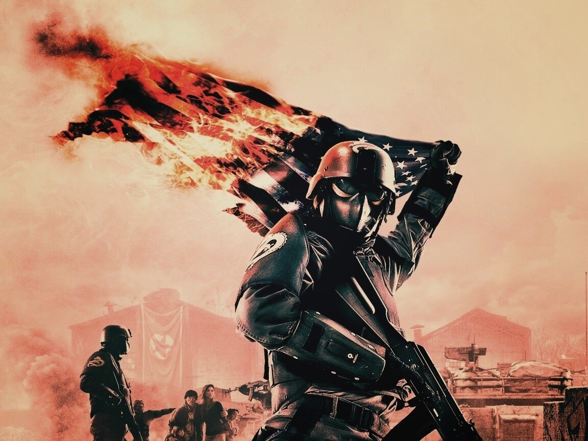 Солдат сжигает американский флаг обои