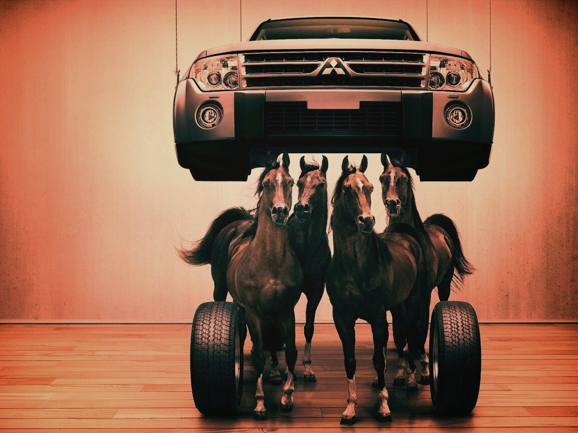 Лошадинные силы - принт Митсубиси обои