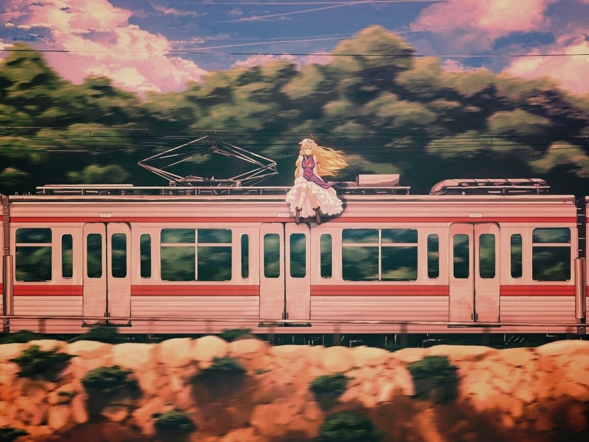 Девушка на крыше поезда обои