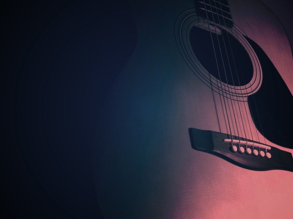 Акустическая гитара в синих тонах обои