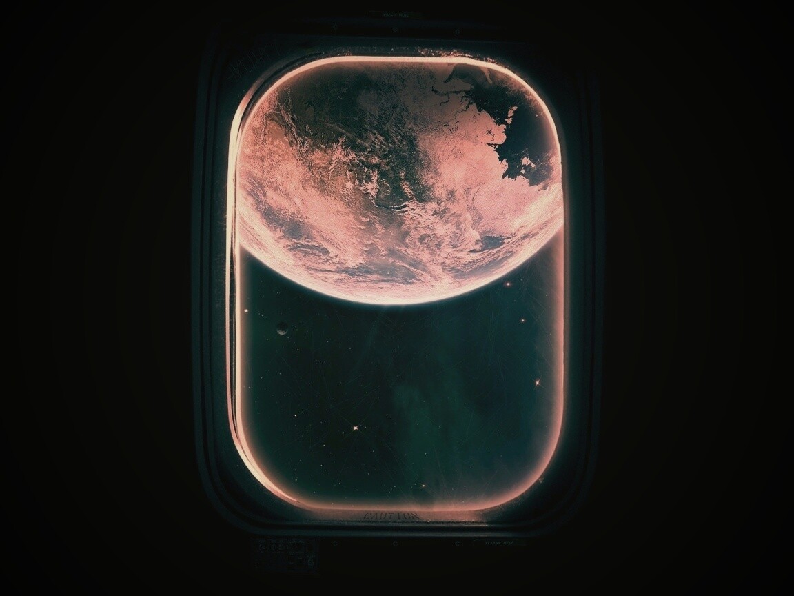 Вид на Землю из иллюминатора космической станции обои