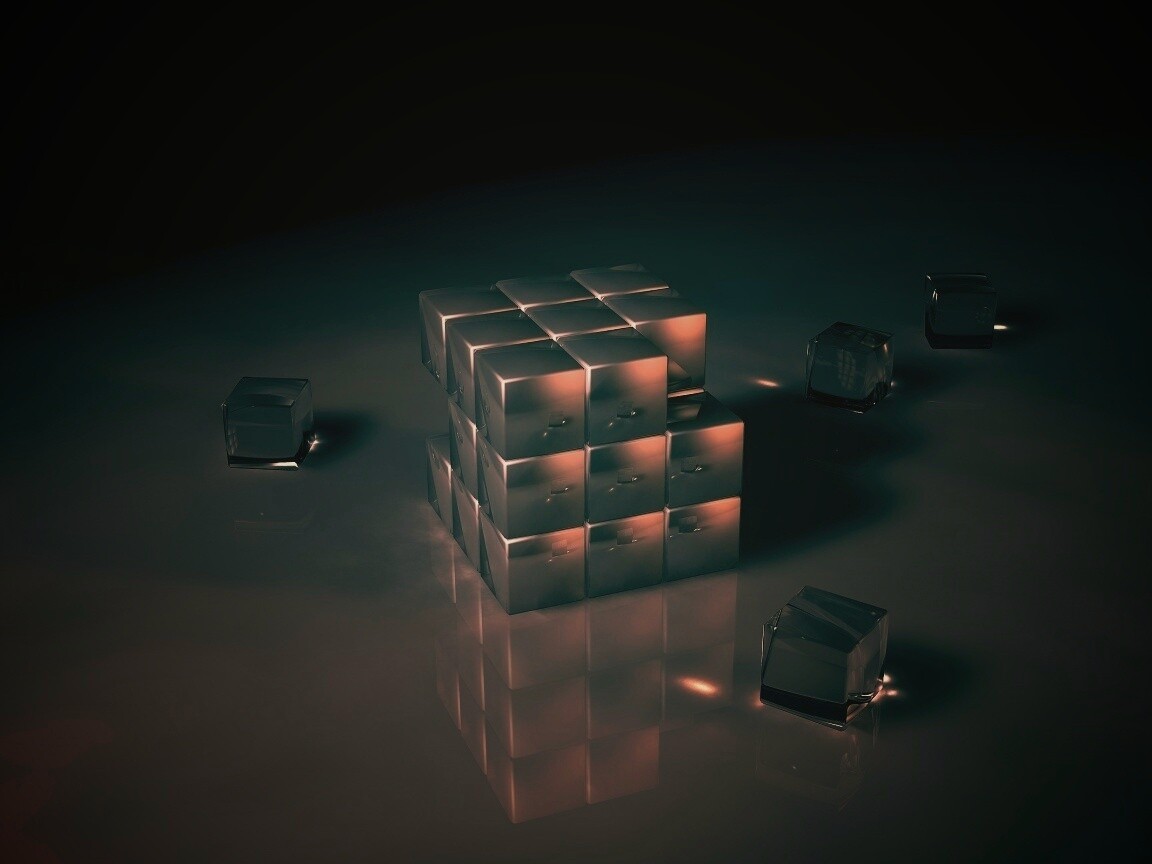 Кубик рубика из стекла обои