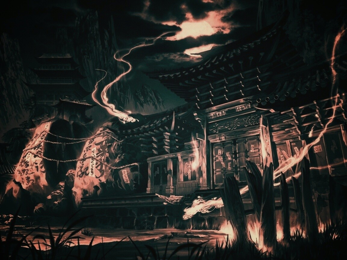 Вход в китайский храм обои