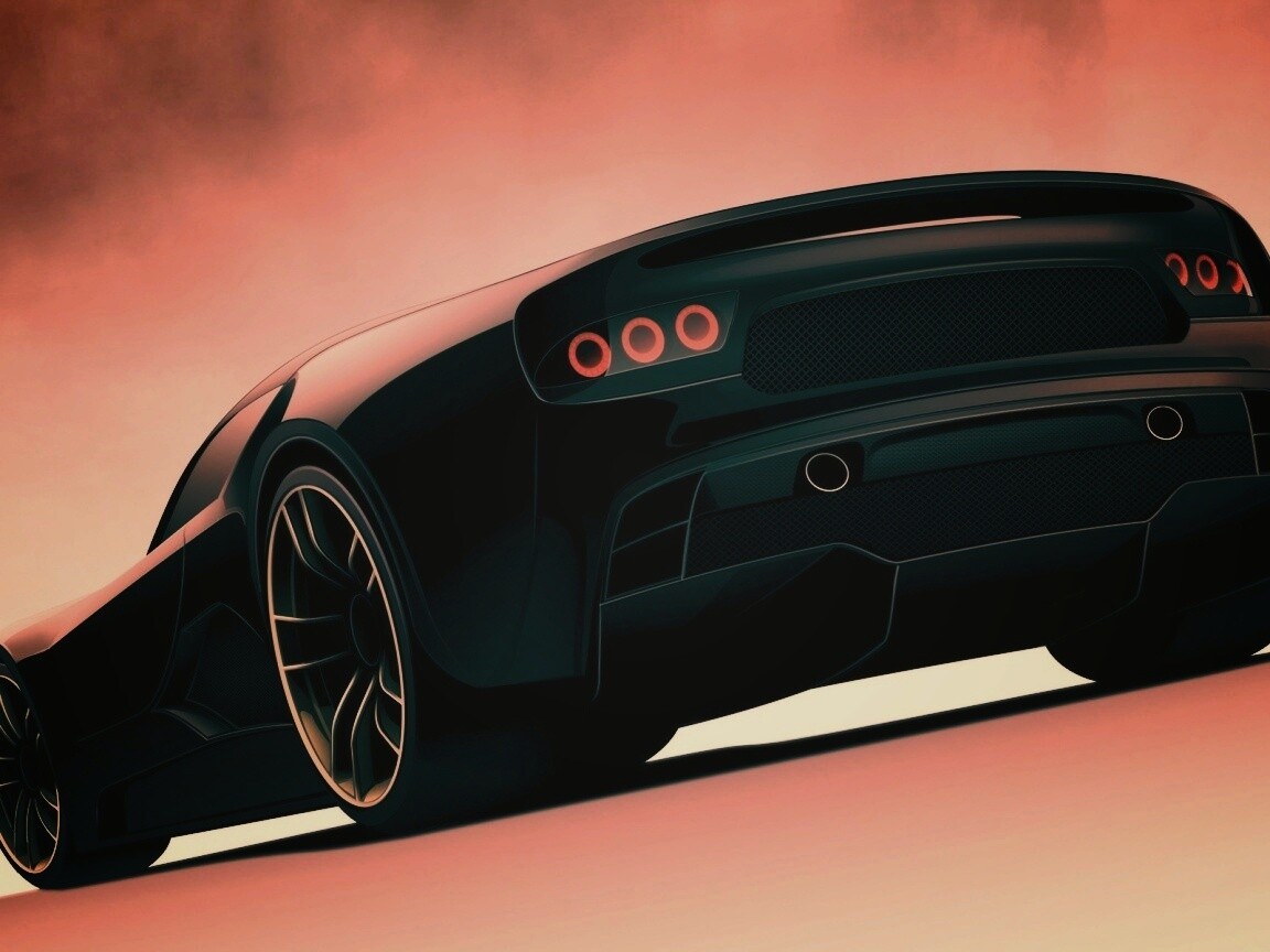 Красивый чёрный спорткар обои