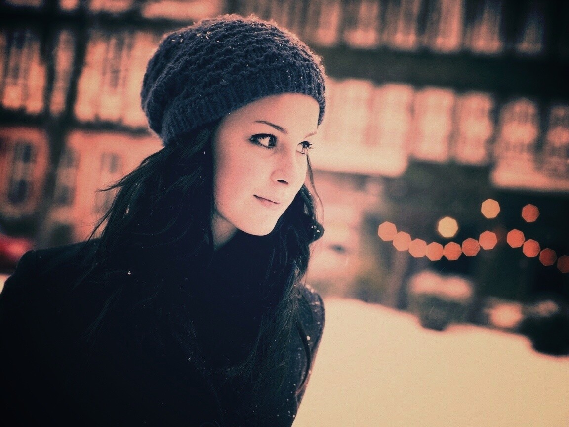 Девушка зимой обои