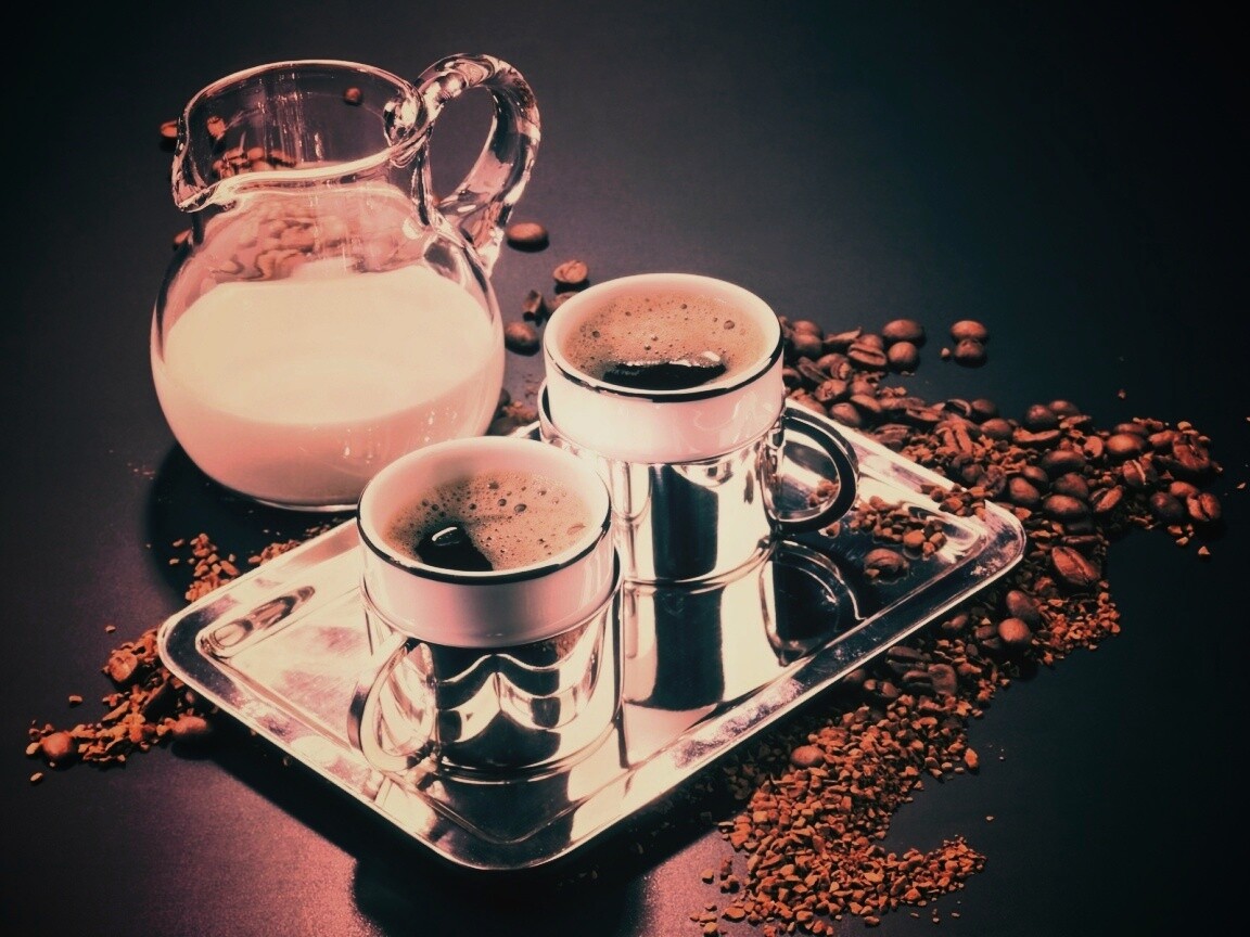 Поднос с кофе обои