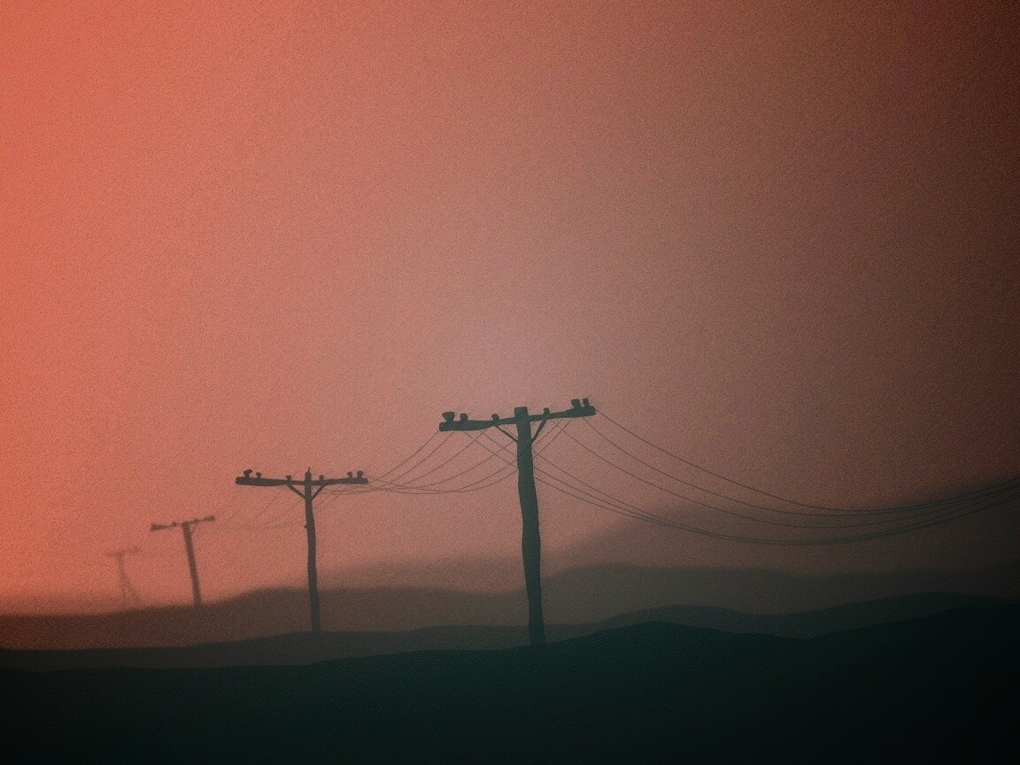 Столбы в тумане обои