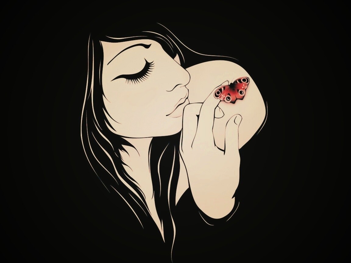 Бабочка на плече обои