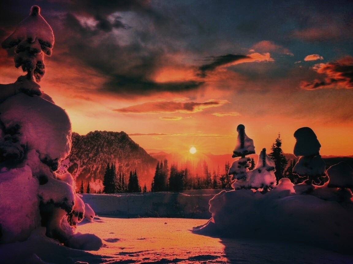 Зимнее солнце обои