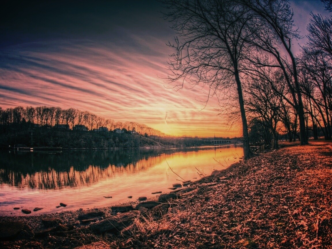 Осенний закат обои