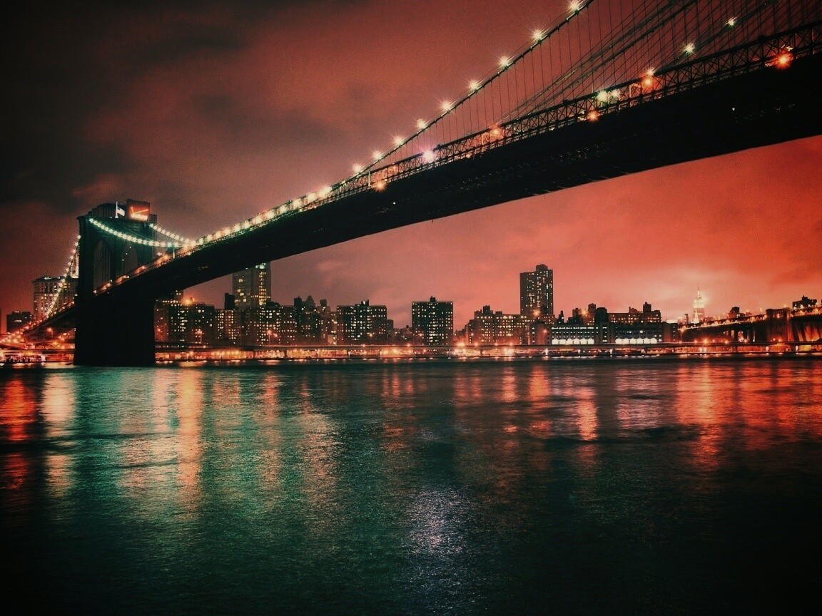 Мост в огнях обои