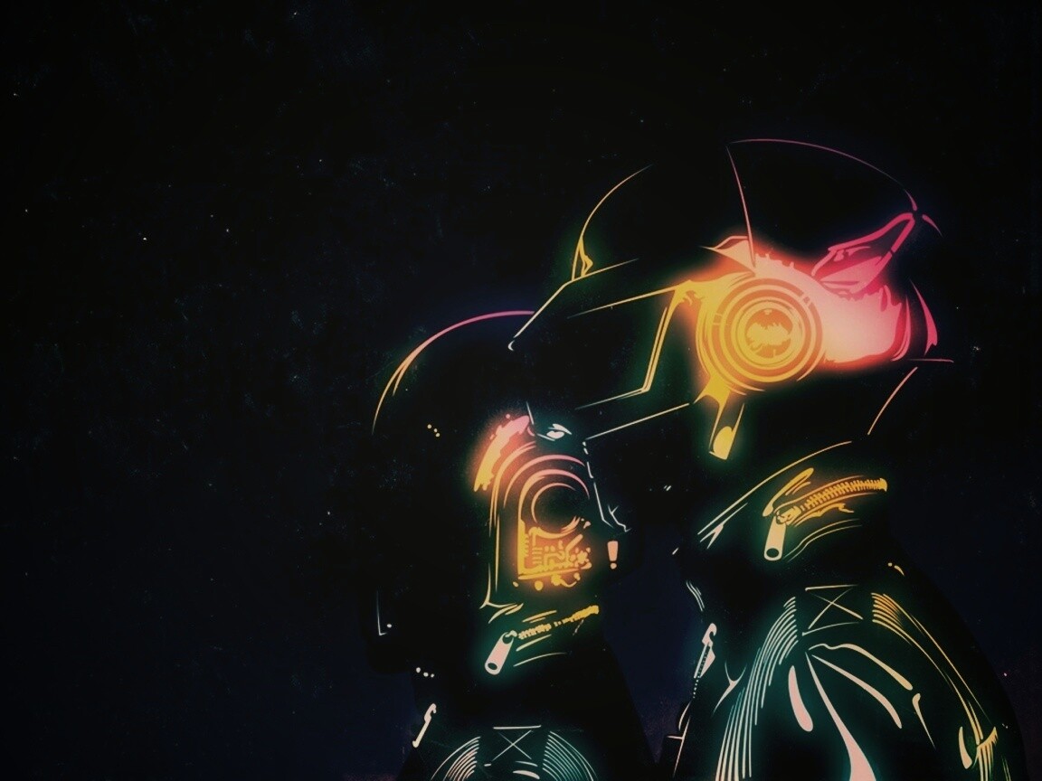 Яркий скетч Daft Punk обои