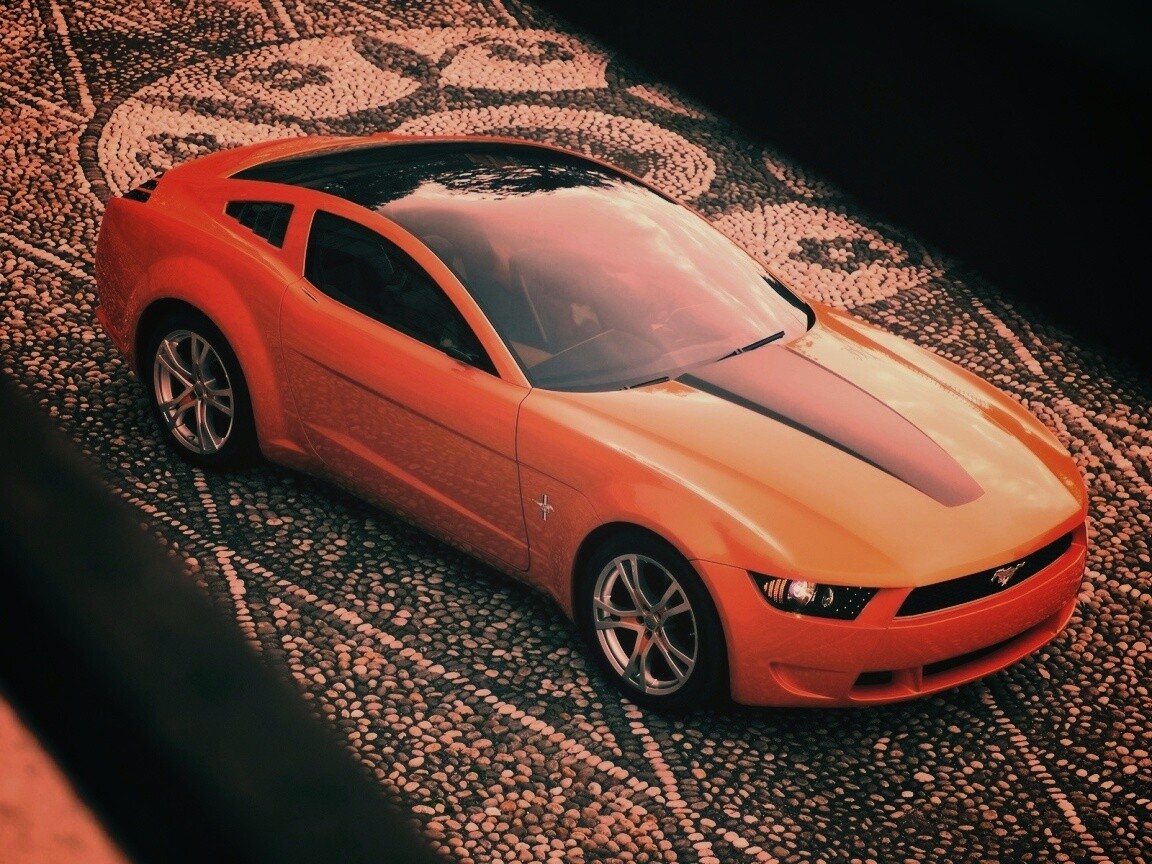 Оранжевый мустанг обои