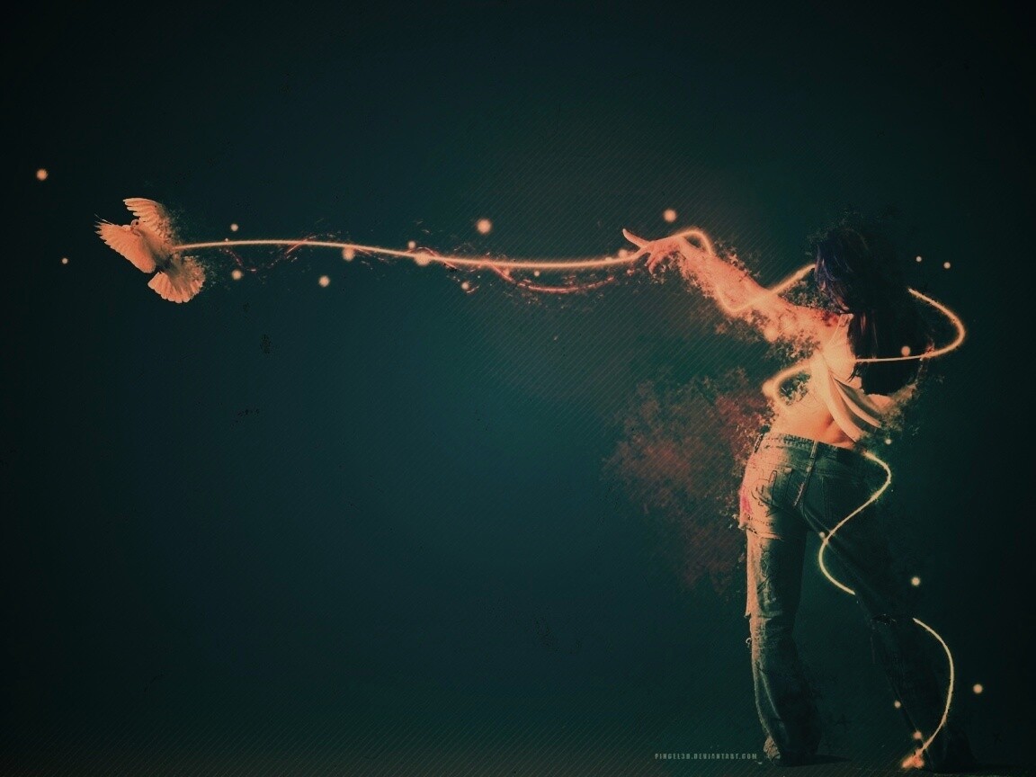 Девушка с бабочкой обои