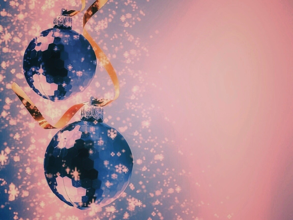 Синие новогодние шары обои