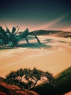 Робот на побережье обои