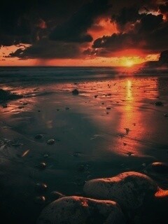Закат солнца на пляже обои