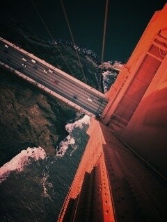 Вид в с пролета моста Золотые Ворота обои